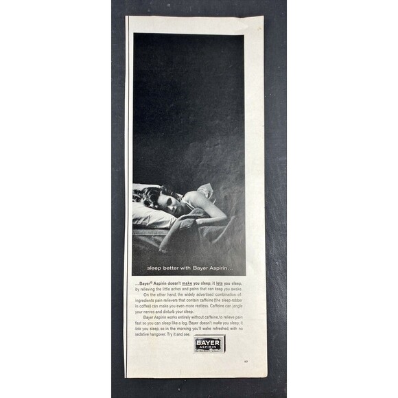 Bayer Aspirin "Sleep Better with Bayer" Vintage Print Ad 1964 - Picture 3 of 3